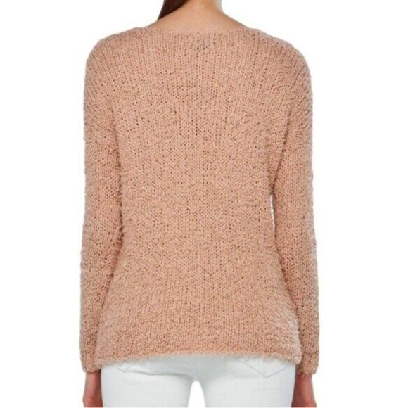 Vince - Fuzzy Eyelash, Hand Knit, Boatneck Sweater in “Nude" - Size S, Tan - Picture 4 of 10